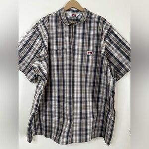 Ben Davis 1/2 Half Zip Beige Brown Plaid Shirt Size 2XL